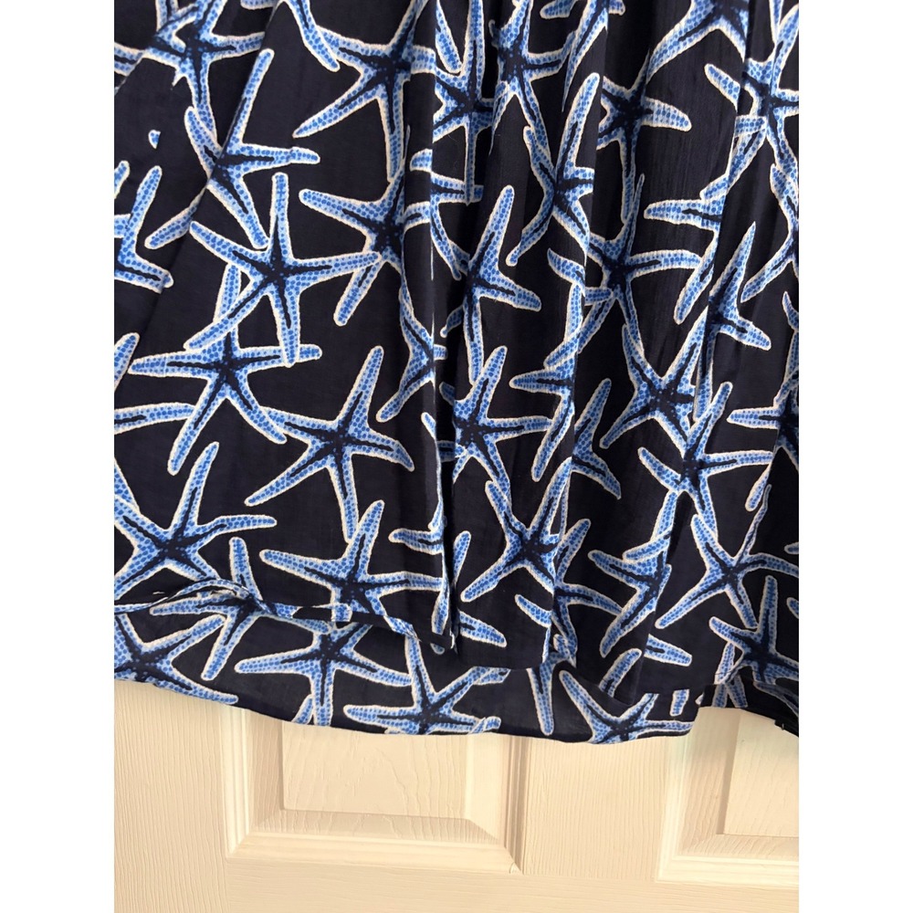 Crown & Ivy Peasant Blouse 3X Navy Blue Starfish, Coastal, Beach, Boho, Summer - Picture 3 of 9